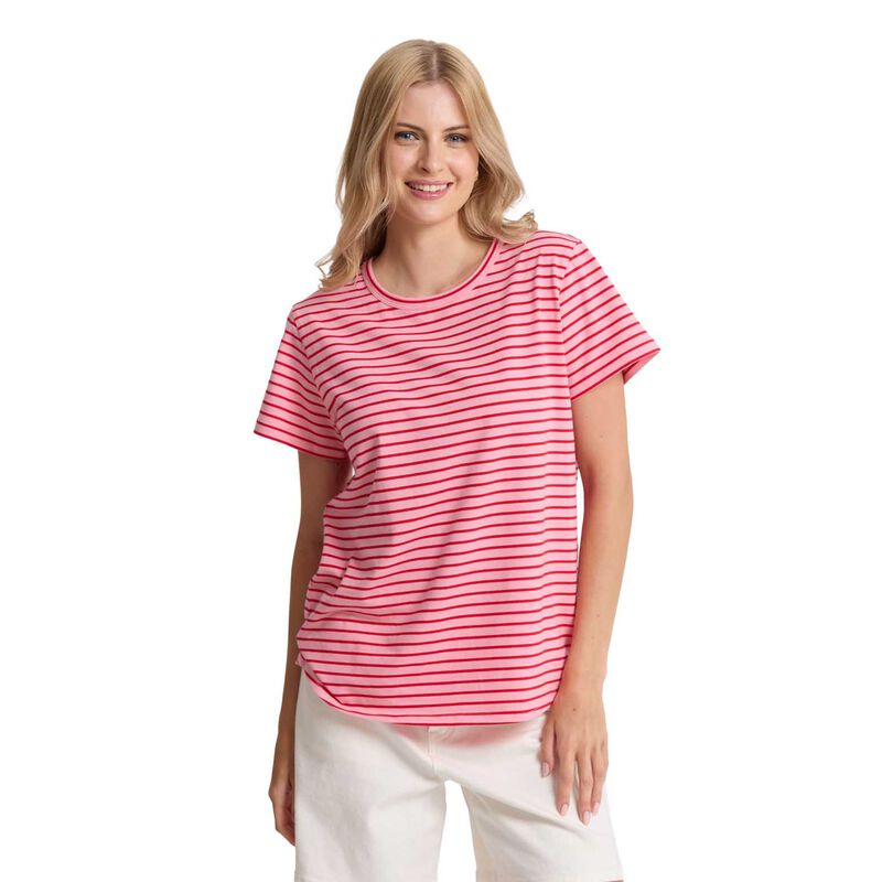 Stella + Gemma Classic Stripe Tee Pink With Red Stripe image number 0